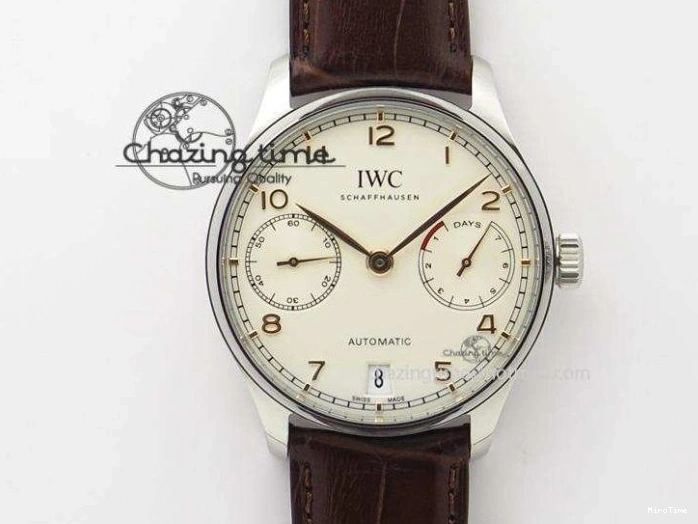 MIROTIME 0705 Portuguese IW3714 Diam ZF V2 1:1 Best Edition White Dial Blue Makers On Blue Leather Strap A79350 (Slim Movement) Stylish 7248